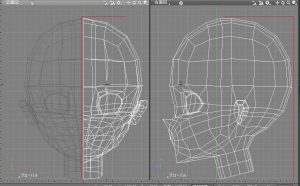 人物CG頭部3面図