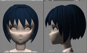 3DCG頭部前下がりボブ